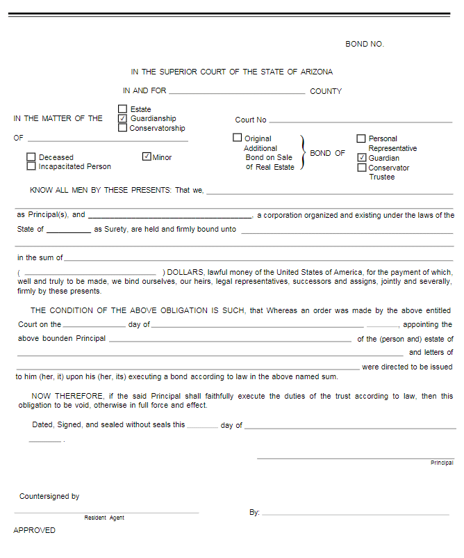 Arizona Guardian Bond Form