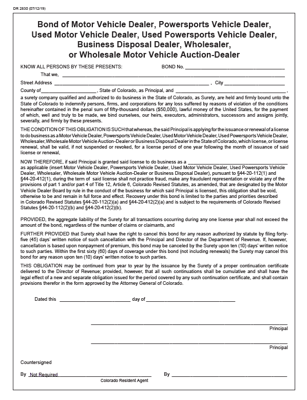 colorado auto dealer bond