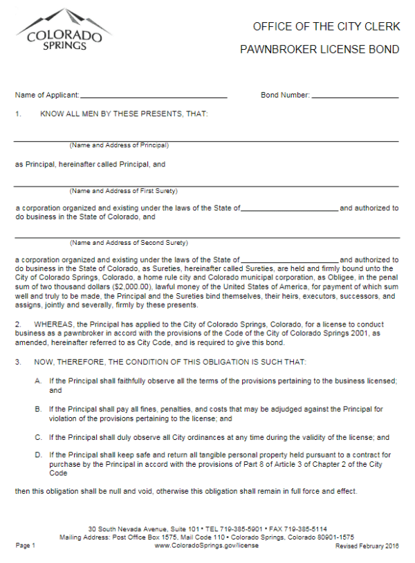 Colorado Springs Pawnbroker Bond A Comprehensive Guide