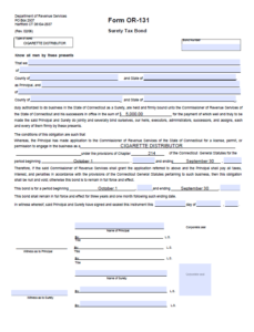 Connecticut Cigarette Distributor Bond Form