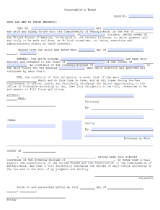 Cumberland County Constable Bond Form