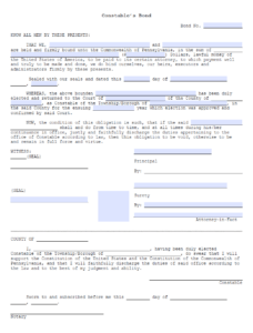 Columbia County Constable Bond Form