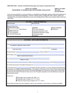 Florida Distributor (Tobacco Products) Bond Form