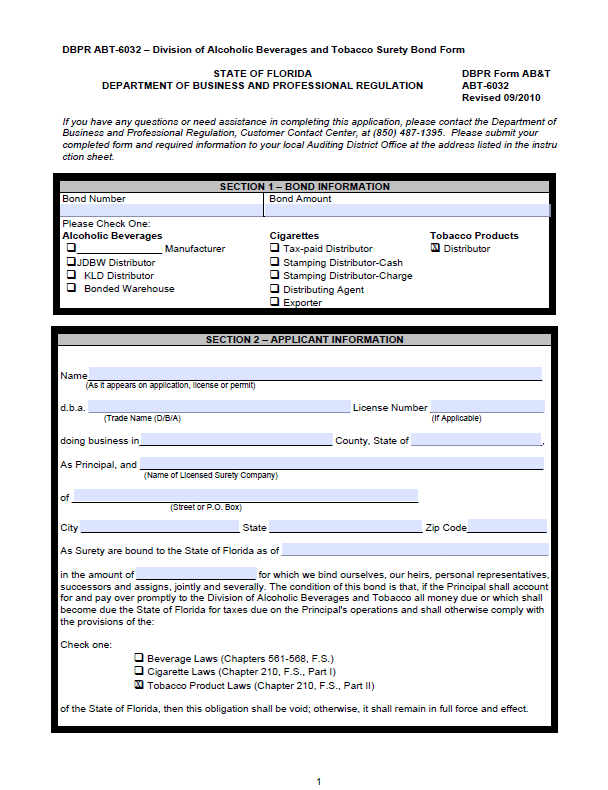 Florida Distributor (Tobacco Products) Bond A Comprehensive Guide
