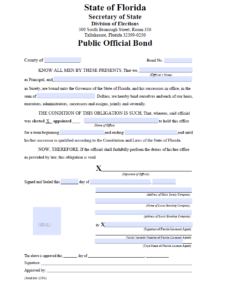 Florida Public Official Bond Form