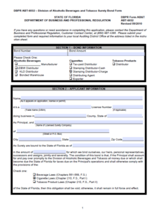 Florida Stamping Distributor - Charge (Cigarettes) Bond Form