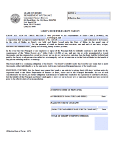 Idaho Escrow Agency Bond Form