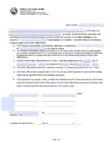 Indiana Public Official Bond Form