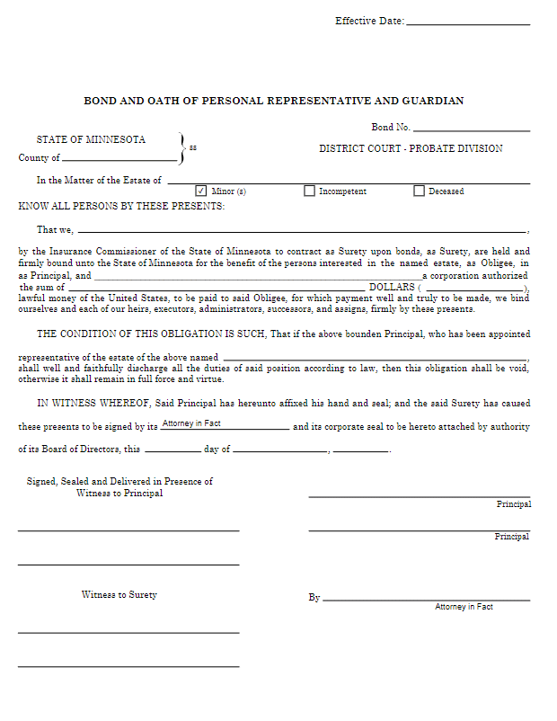 Minnesota Conservator Bond Form