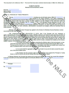 Montana Escrow Business License Bond Form