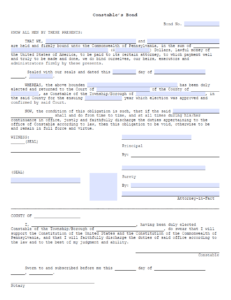 Pennsylvania Constable Bond Form