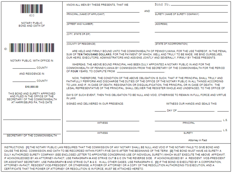 Pennsylvania Notary Public Bond A Comprehensive Guide