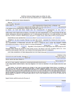 Pennsylvania Tax Collector Bond Form