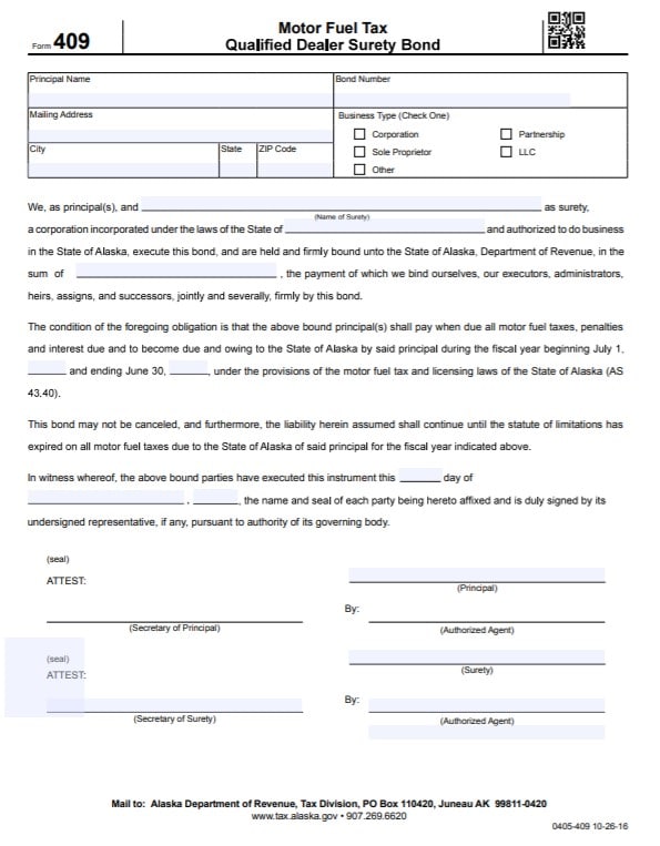 Alaska Motor Fuel Excise Tax Bond