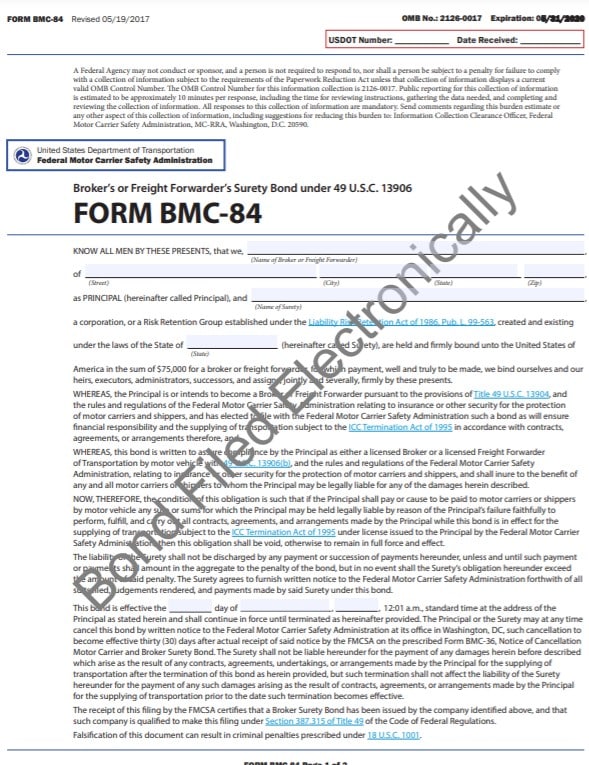 Freight Broker Bond Form