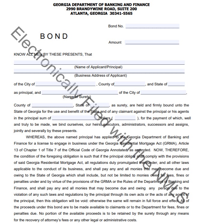 Georgia Mortgage Broker Bond