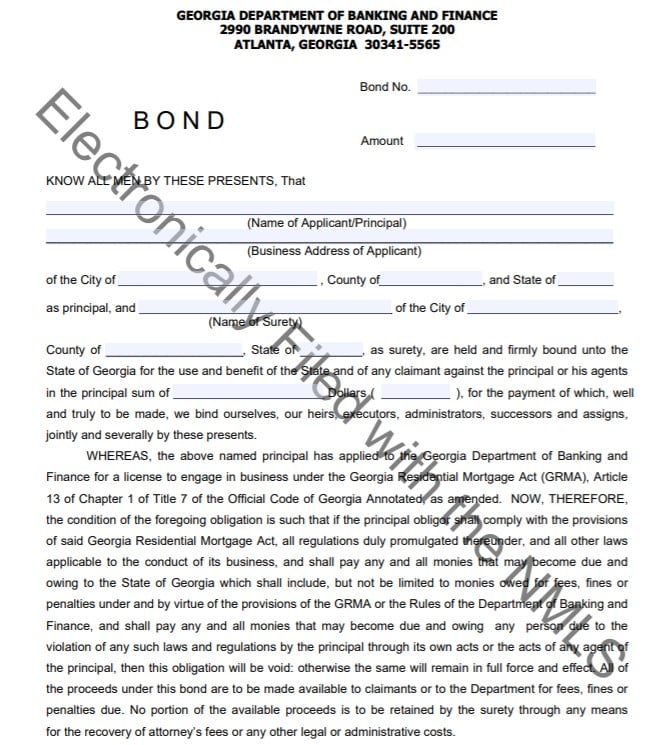 Georgia Mortgage Broker Bond