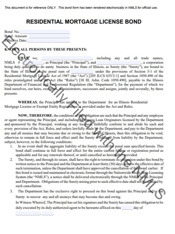 Illinois Exempt Company Registration Bond Form