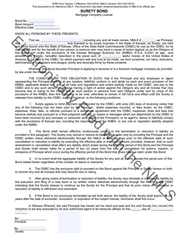 Kansas Mortgage Company Bond Form