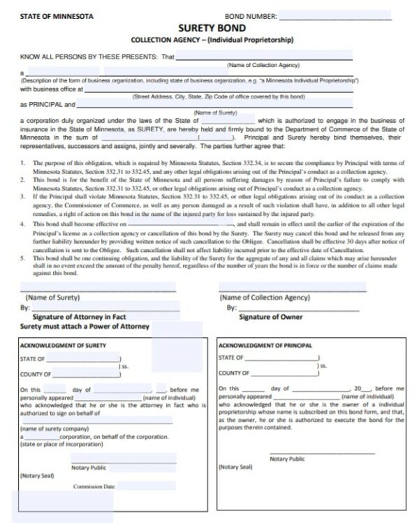 Minnesota Collection Agency Bond A Comprehensive Guide