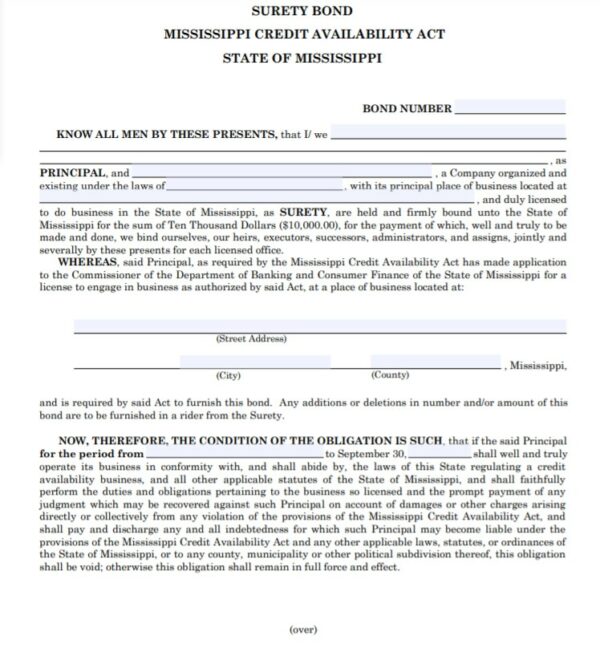 Mississippi Credit Availability Act Bond A Comprehensive Guide