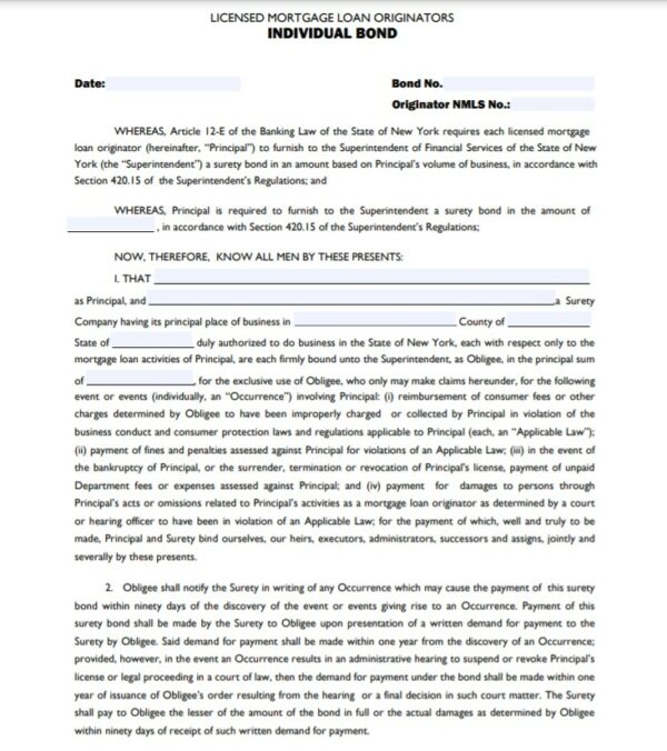 New York Mortgage Loan Originator Bond A Comprehensive Guide