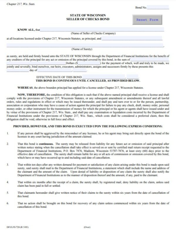 Wisconsin Seller of Checks Bond A Comprehensive Guide