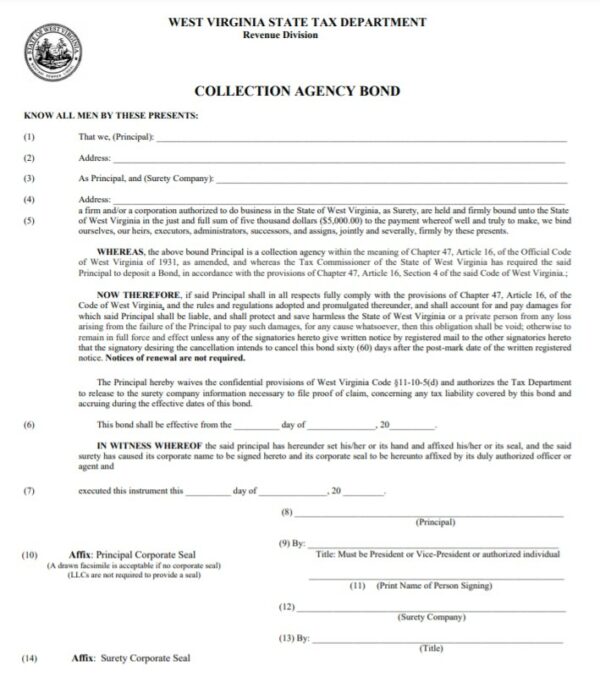 West Virginia Collection Agency Bond A Comprehensive Guide