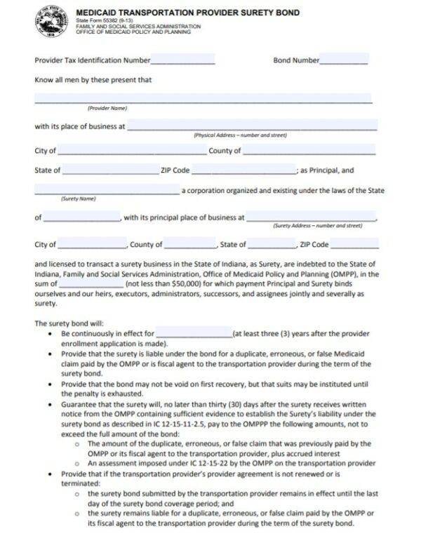 Indiana Medicaid Transportation Provider Bond A Comprehensive Guide