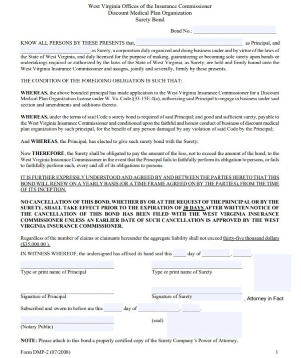 West Virginia Discount Medical Plan Organization Bond A Comprehensive