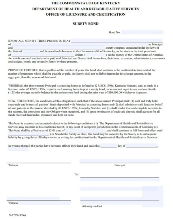 Kentucky Nursing Home Bond A Comprehensive Guide