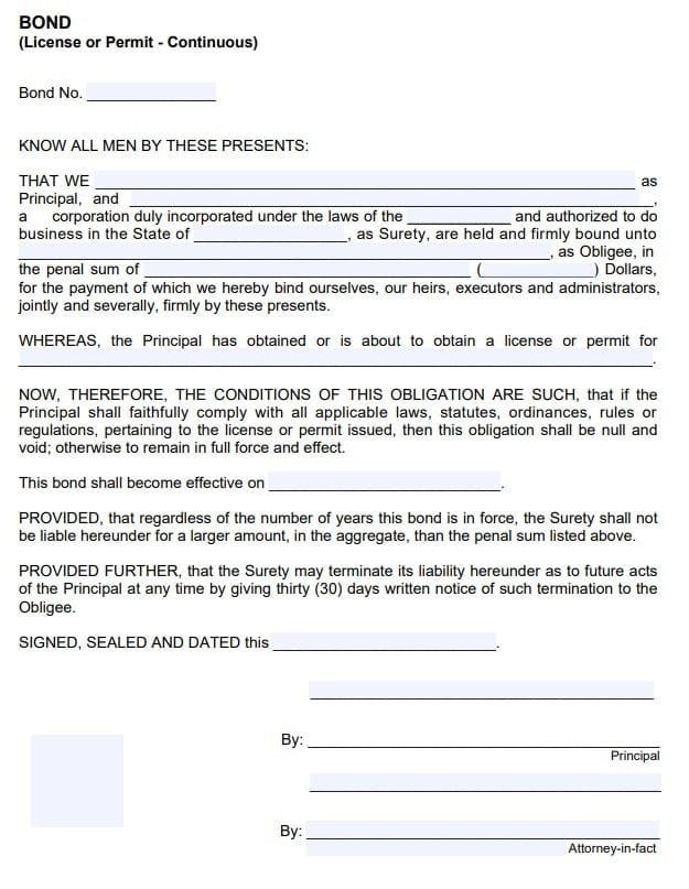 Huntersville Solicitor Bond Form