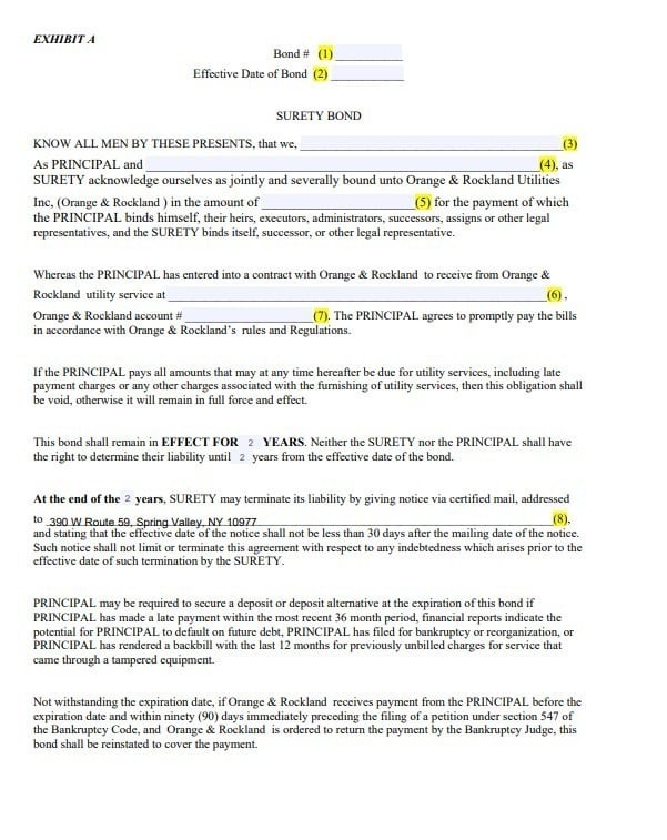 New Jersey Utility Deposit Bond Form