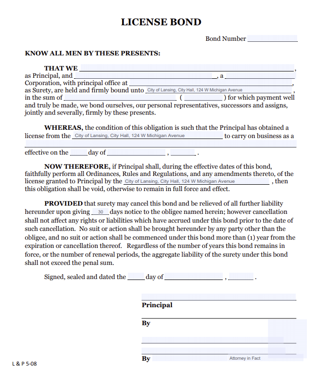 Lansing Cannabis Bond Form