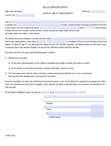 Texas Peace Officer Bond Form