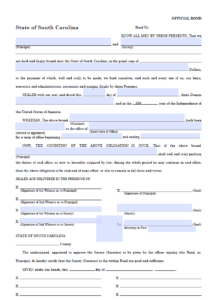 South Carolina Public Official Bond Form