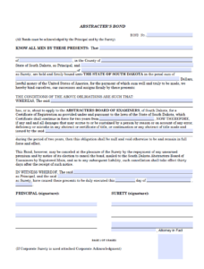 South Dakota Abstracter Bond Form