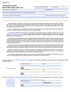 Texas Mixed Beverage Sales Tax Bond Form