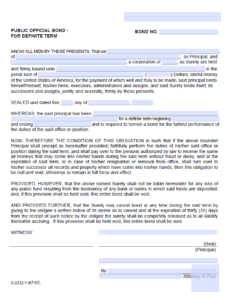 North Carolina Public Official Bond Form