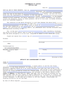 Virginia Special Game Warden Bond Form