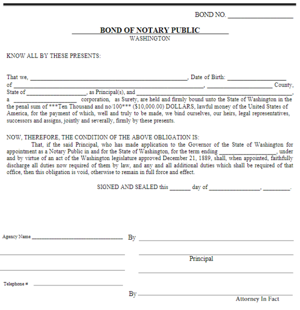 Washington Notary Public Bond A Comprehensive Guide