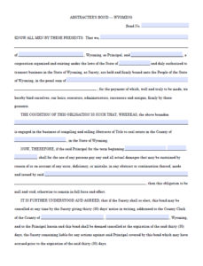 Wyoming Abstractor Bond Form